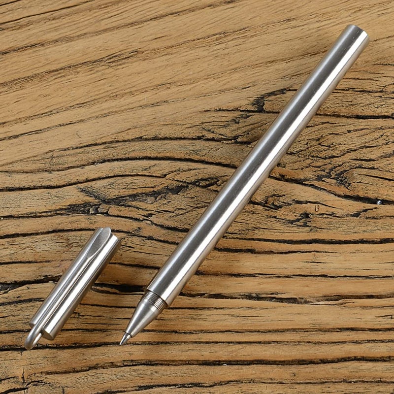 EKLOEN Ballpoint Stainless Steel Silver Pen, Fine Point, Black Ink, One Pack - Image 2